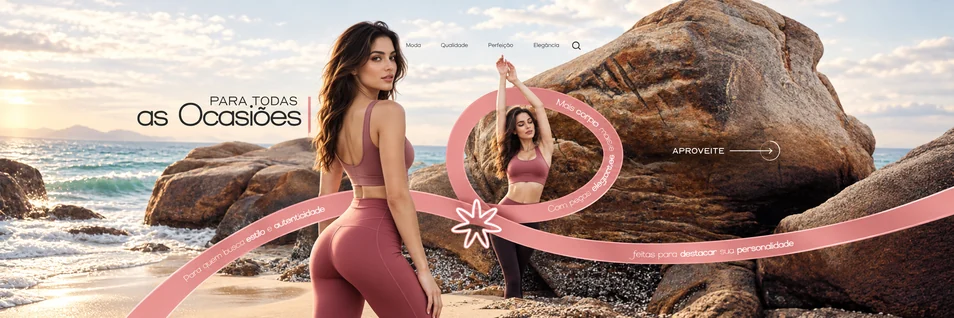 Faixa de loja de moda fitness, com o tema para todas as ocasiões