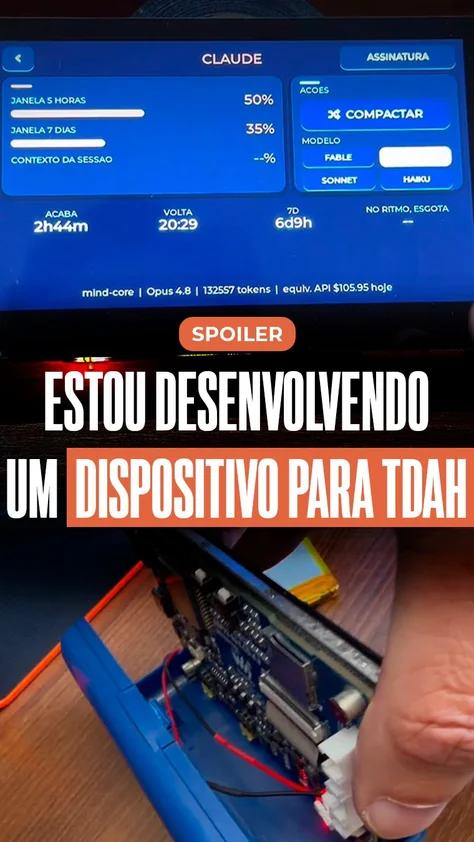 Reel sobre o MindCore OS, o dispositivo que o Plinio esta desenvolvendo para ajudar no foco com TDAH